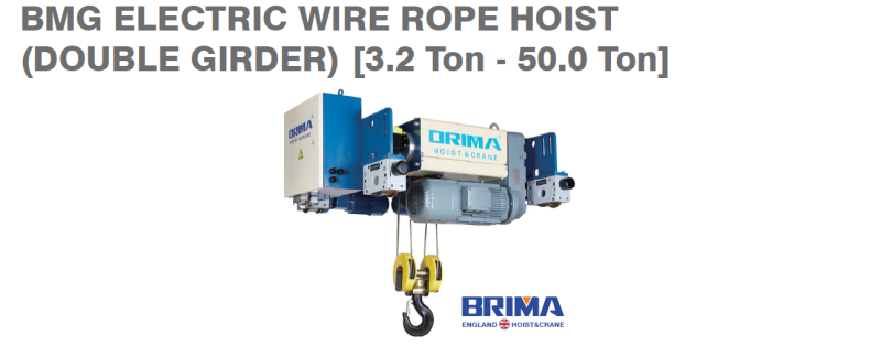 BRIMA BMG wire rope hoist DOUBLE GIRDER thailandcrane